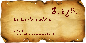 Balta Árpád névjegykártya